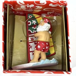 Hawaiian Designer CHRISTMAS ORNAMENT Island Heritage Santa Surfing Windsurf